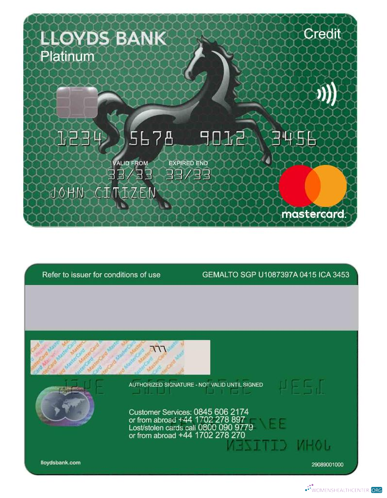 Download United Kingdom Lloyds platinum mastercard Photoshop template